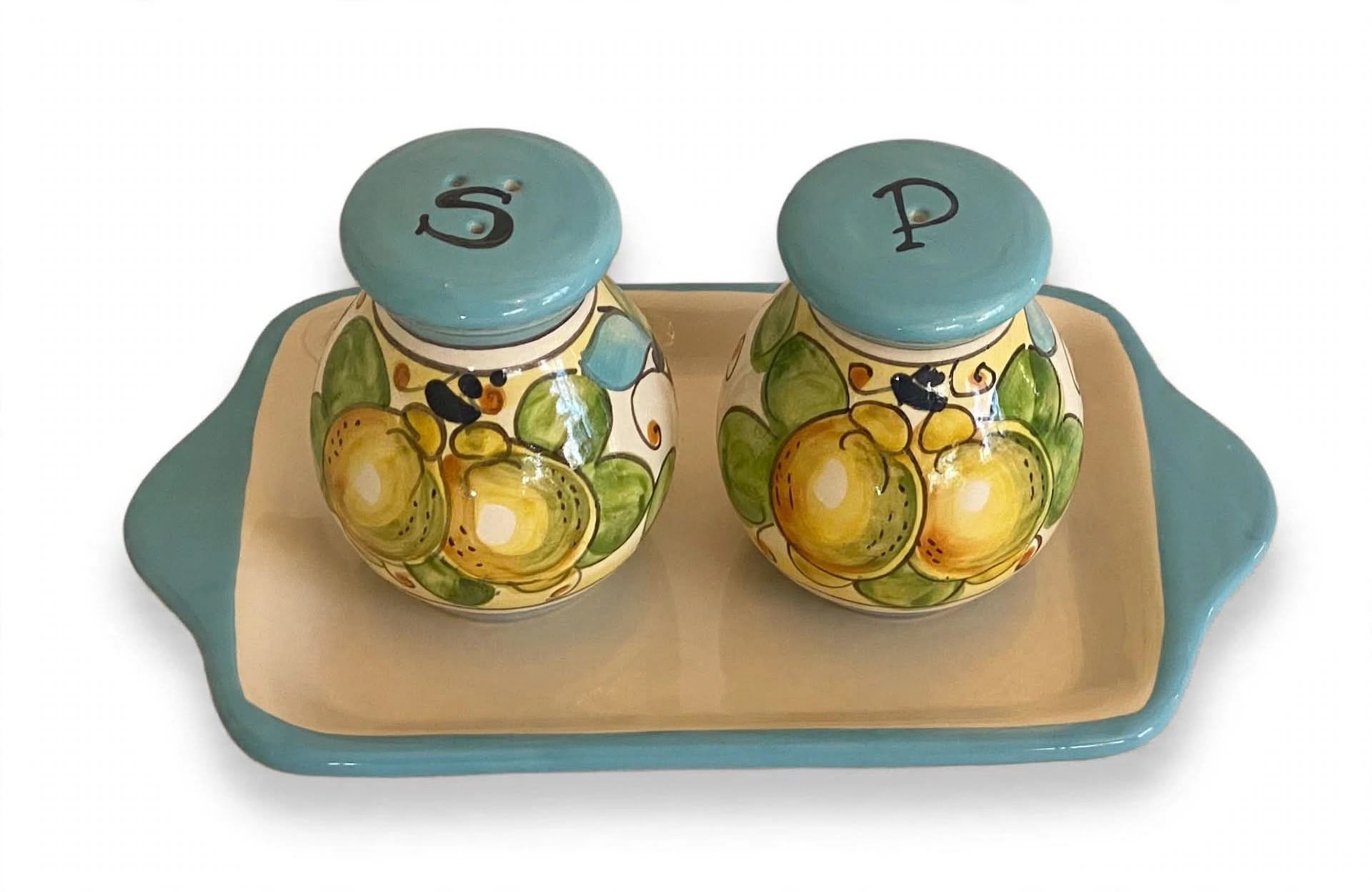 Set 3Pz sale&pepe h7,5 vassoio con manici 18x10 limoni celesti 
