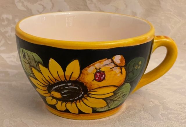 Tazza colazione D11,5 h7 Girasole&frutta fondo nero 