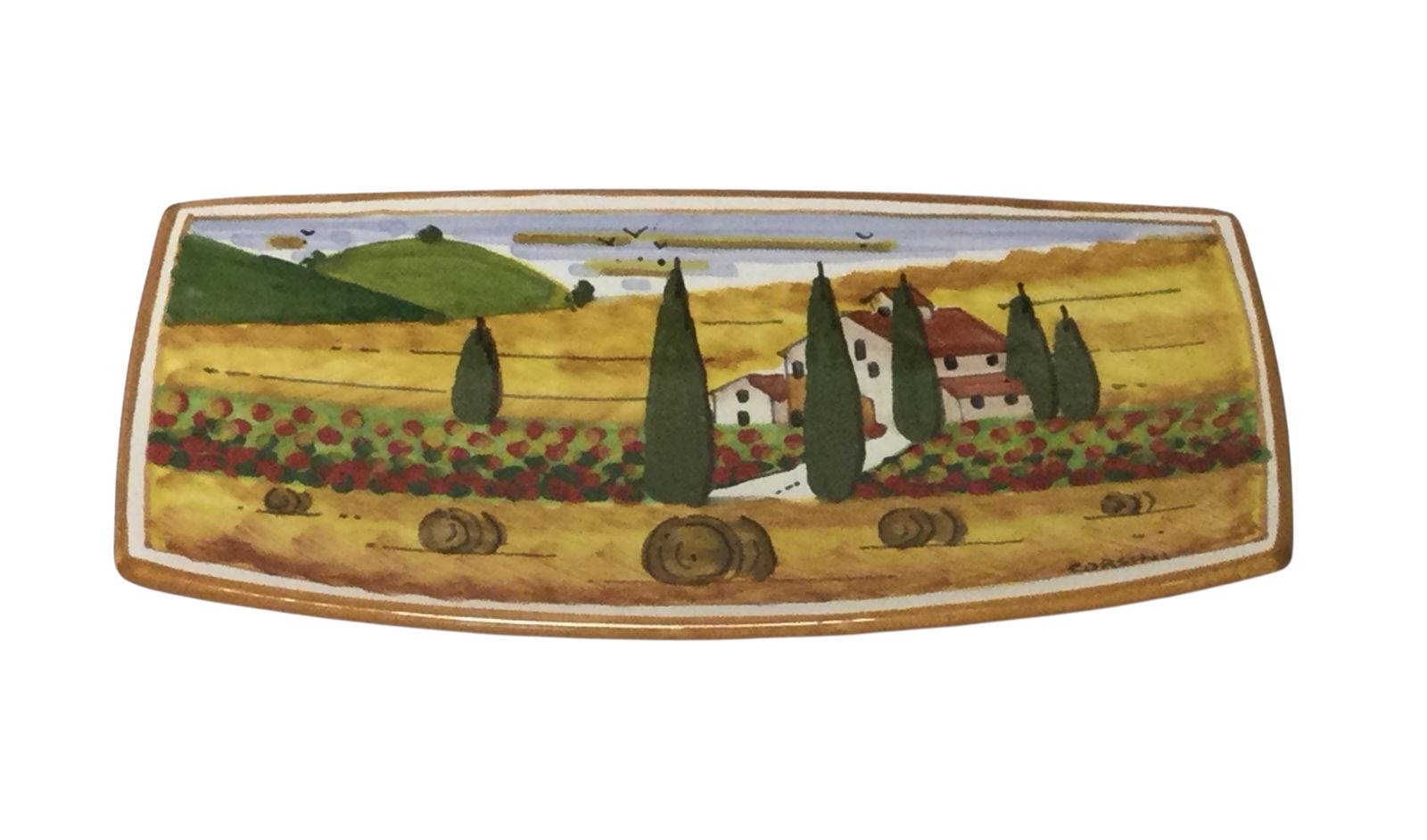Vassoio rettangolare sushi 32x14 paesaggio toscano con  strada 