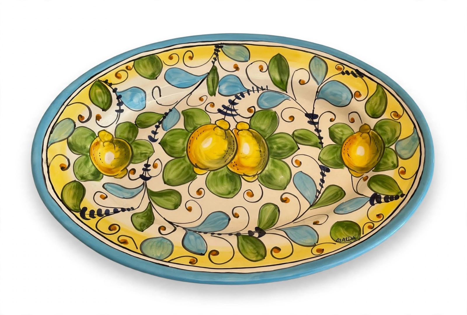 Vassoio ovale limoni celesti 