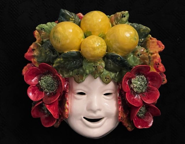 Maschera 25x25 con limoni&papaveri 