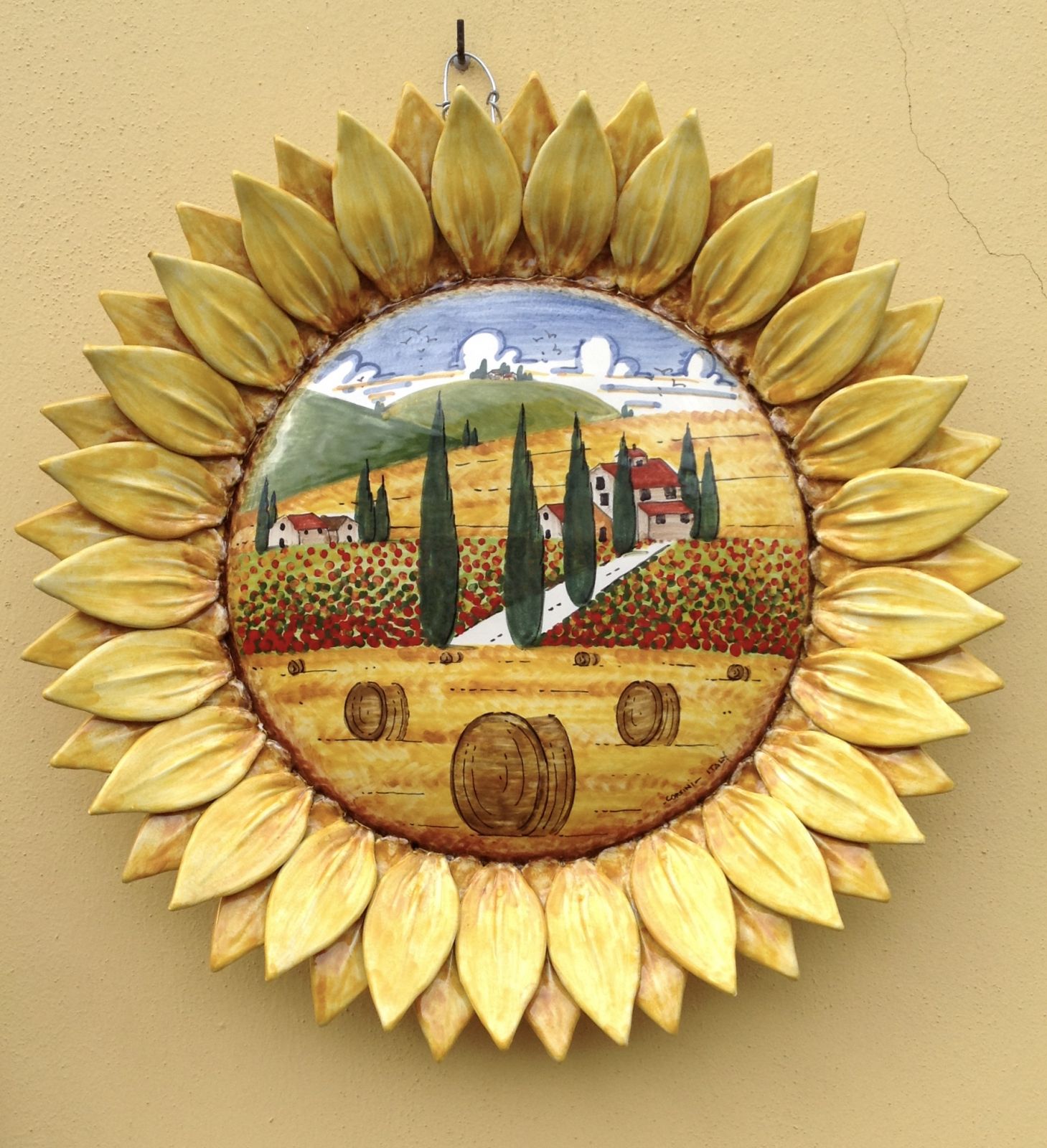 Girasole cm 55 paesaggio toscano con strada 