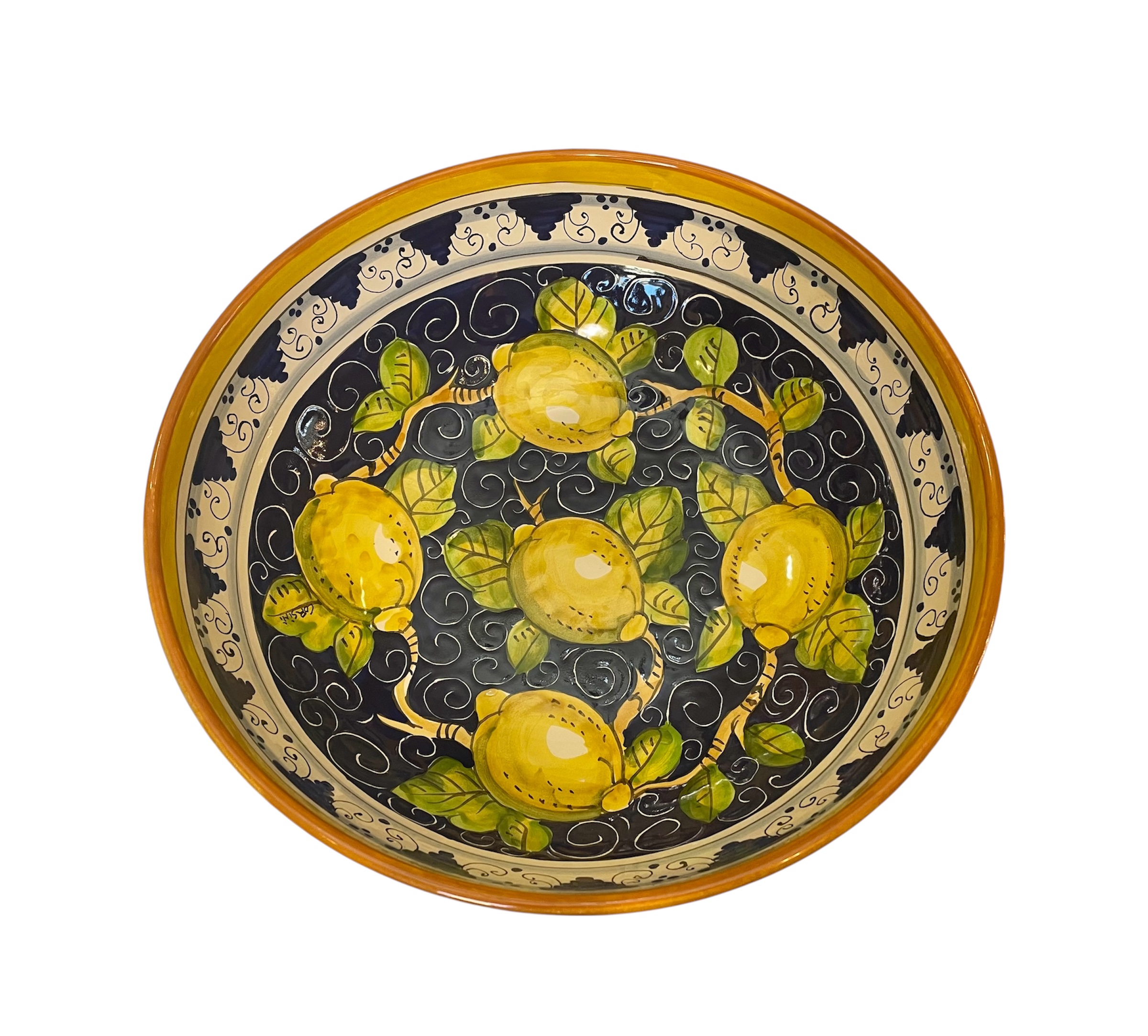 Bolo D30 limoni fondo blu e Monticini bordo arancio