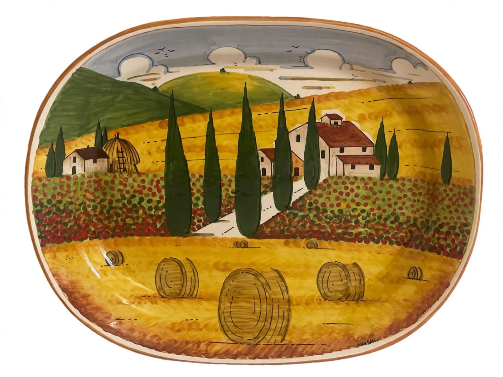 Vassoio 43x35 paesaggio toscano strada 