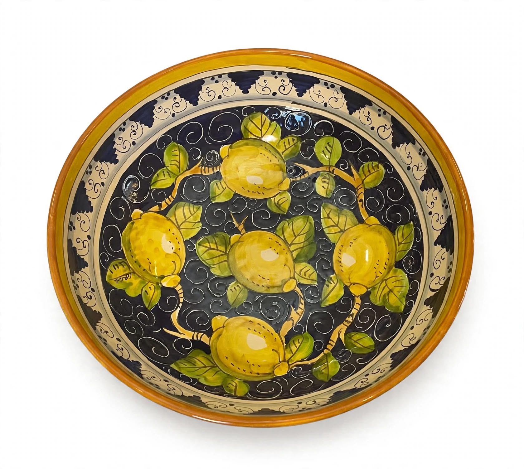 Bolo D30 limoni fondo blu e Monticini bordo arancio