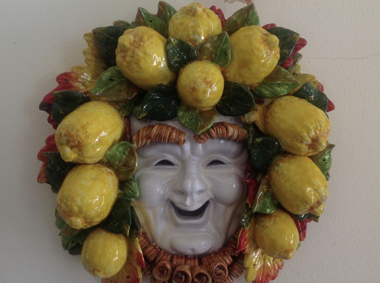 Maschera sorriso con  limoni 40x40 