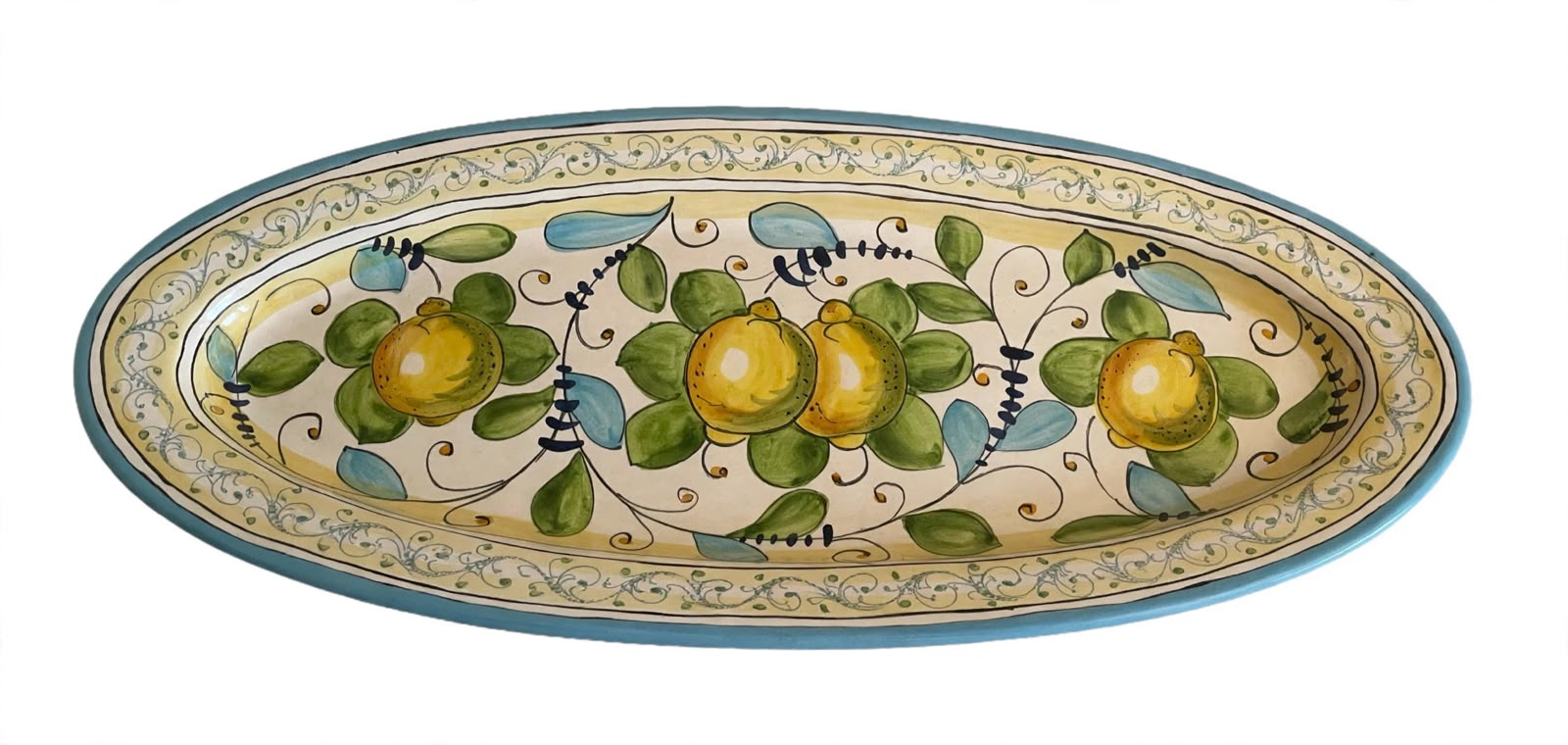 Vassoio ovale  limoni celesti 