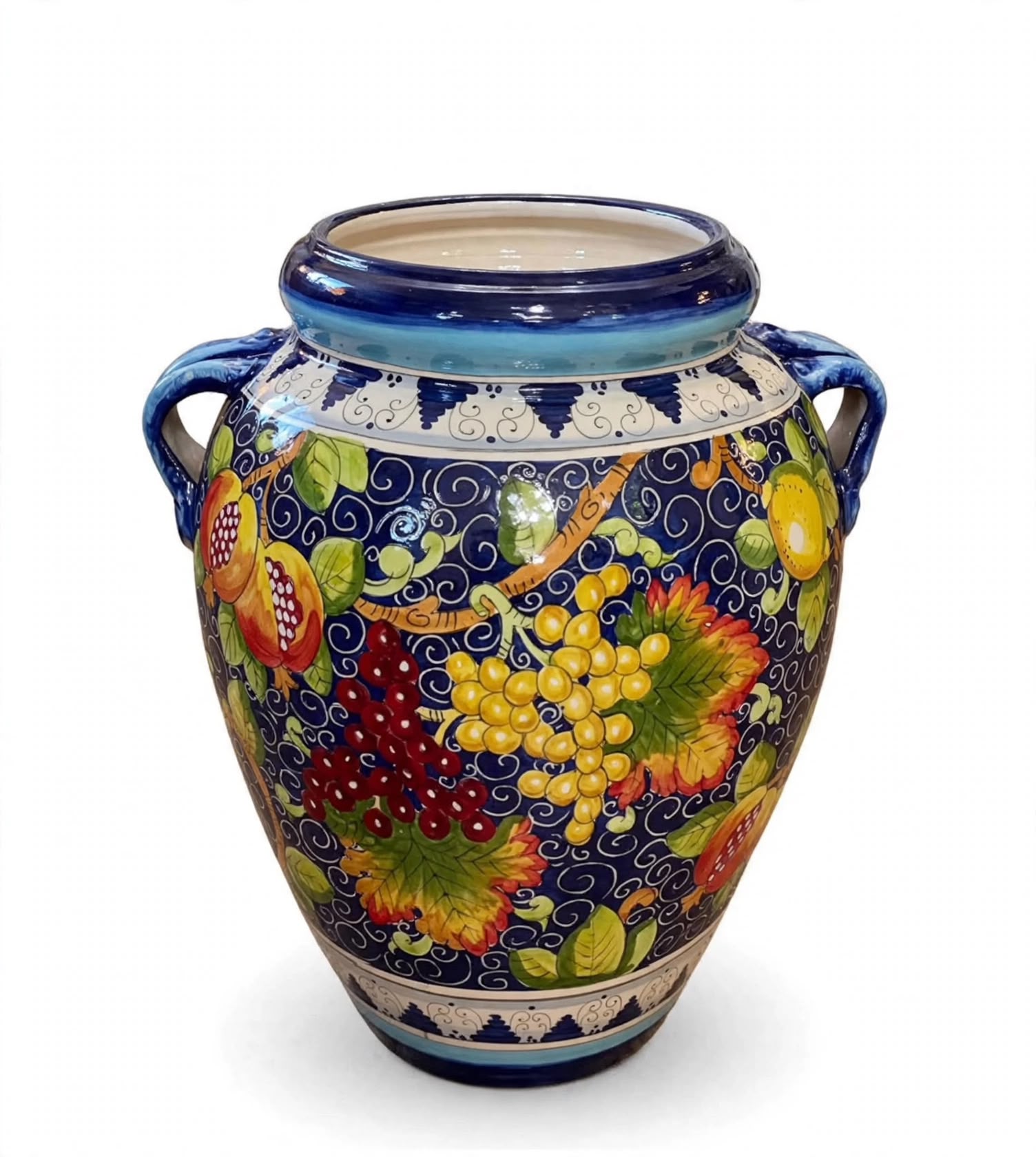 Orcio toscano  h55 frutta mista fondo blu Monticini 
