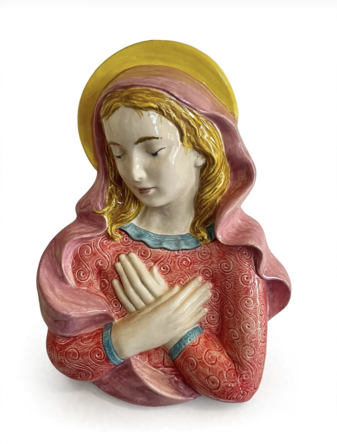 Madonna con mani intrecciate h36x25L rosa