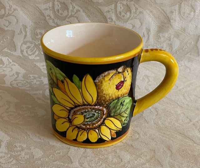 Mug h10,5 Girasole&frutta fondo nero 