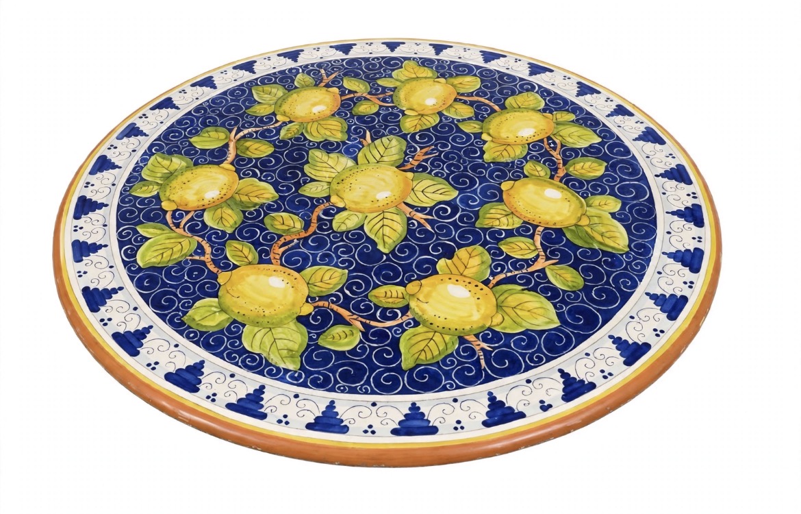 Tavolo limoni fondo blu e Monticini 